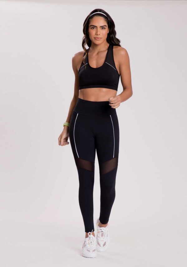 Calça Legging Cintura Alta e Tule Graphene